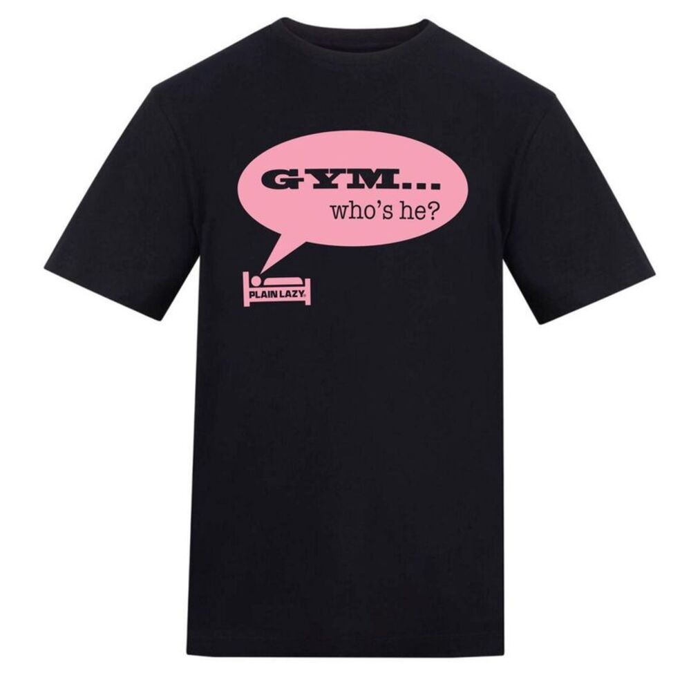Plain Lazy Mens Gym Who's He? Printed T-Shirt / Black